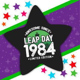 Adesivo Estrela Incrível Desde 1984 Dia do Ano Leap Fev 29 Anivers