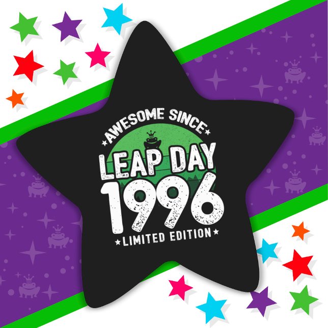 Adesivo Estrela Incrível Desde 1996 Dia do Ano Leap Fev 29 Anivers (Criador carregado)