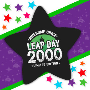 Adesivo Estrela Incrível Desde 2000 Dia Leap Ano Fev 29 Aniversári