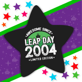 Adesivo Estrela Incrível Desde 2004 Dia do Ano Leap Fev 29 Anivers
