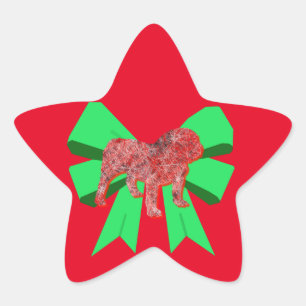 Adesivo Estrela Inglês Buldogue Silhout Dog Arco Verde Natal