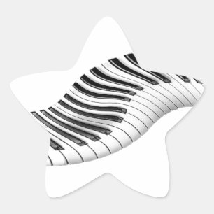Adesivo Estrela Instrumentos Musicais Teclado Notas de Piano Arte