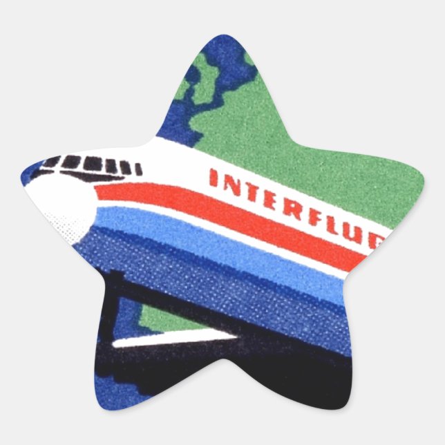 Adesivo Estrela INTERFLUG - Companhia Aérea Nacional de DDR, Alema (Frente)