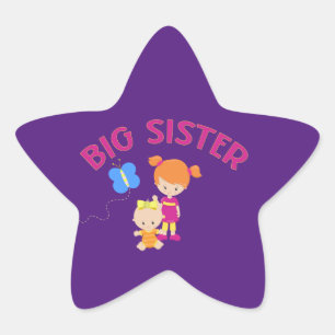 Adesivo Estrela Irmã Grande com o Baby Sister Sticker