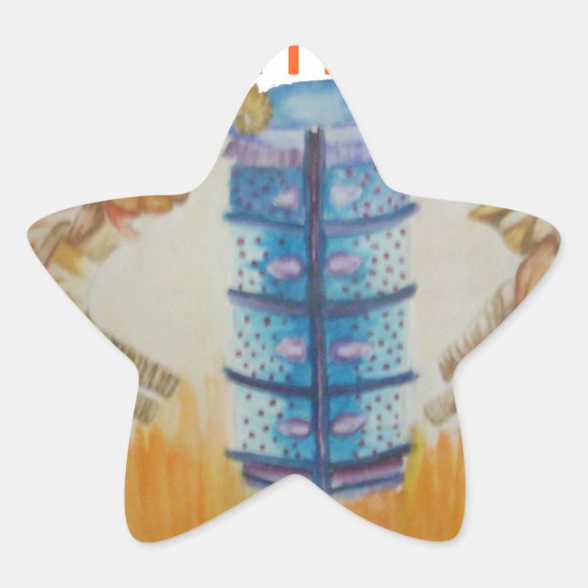 Adesivo Estrela Jambo Jumbo African Kids Elephants Art Impressão (Frente)