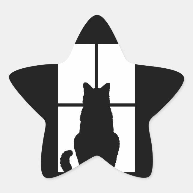 Adesivo Estrela Janela Cat Clique para Personalizar Decor de Cores (Frente)