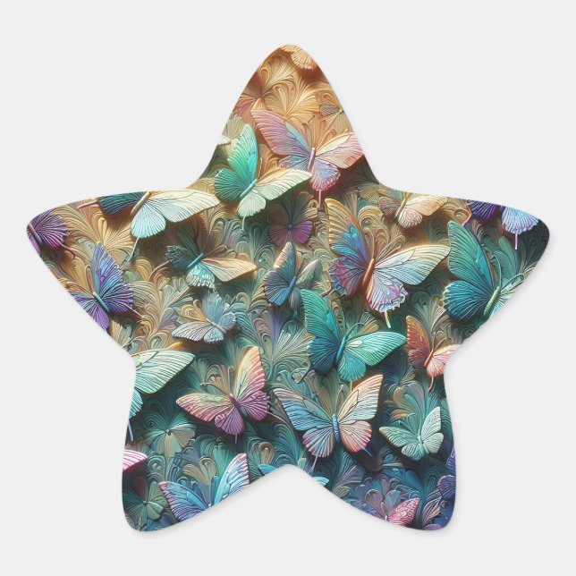 Adesivo Estrela Jardim da Borboleta Iridescente (Frente)