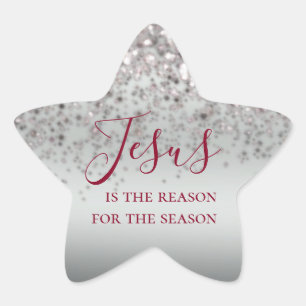 Adesivo Estrela Jesus é a razão do Natal do Silver Sparkle