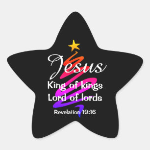 Adesivo Estrela JESUS KING OF KINGS   Preto Moderno   Natal