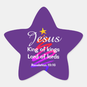 Adesivo Estrela JESUS KING OF KINGS Roxo Moderno Natal