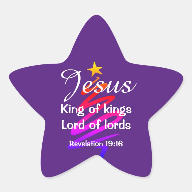 Adesivo Estrela JESUS KING OF KINGS | Roxo Moderno | Natal (Frente)