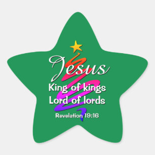 Adesivo Estrela JESUS KING OF KINGS Verde moderno Natal