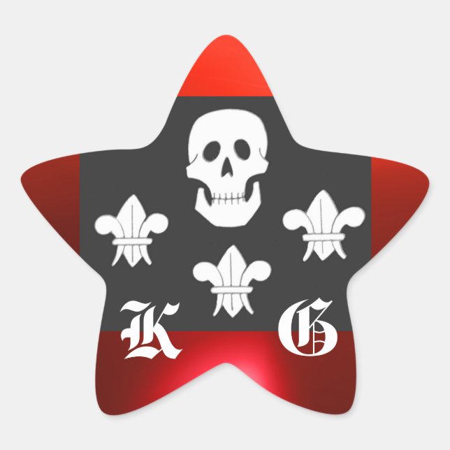 ADESIVO ESTRELA JOLLY ROGER SKULL E TRÊS MENTIRAS FLAG MONOGRAM (Frente)