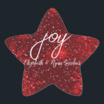 Adesivo Estrela Joy Red Christmas Snowflakes Falling Snow<br><div class="desc">Adoráveis adesivos de Natal com bonito neve e alegria contra um moderno fundo vermelho de floco de neve. Personalize como quiser.</div>