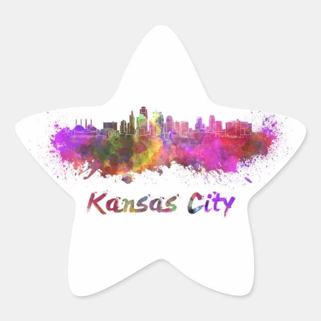 Adesivo Estrela Kansas City skyline in watercolor (Frente)