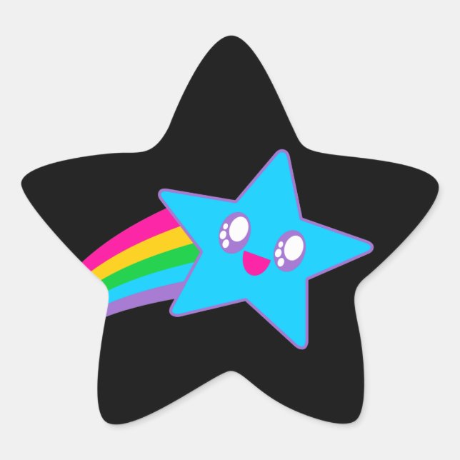 Adesivo Estrela Kawaii Rave Neon Star Rainbow (Frente)