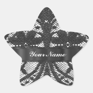 Adesivo Estrela Lace preto personalizado