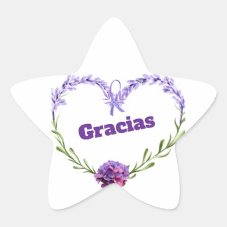 Adesivo Estrela Lavanda "Gracias" Palhetas Em Forma De Estrelas