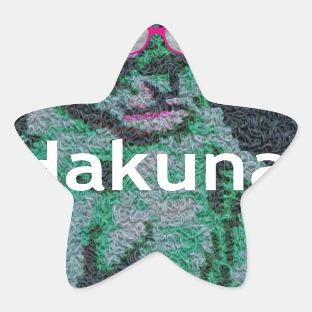 Adesivo Estrela Leão Verde com Óculos Rosa "Hakuna Matata" Arte (Frente)