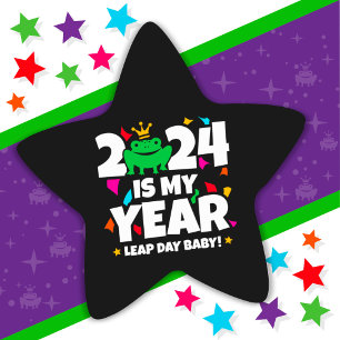 Adesivo Estrela Leap Day Leaper 2024 É O Meu Ano Fev 29 Aniversári