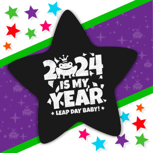 Adesivo Estrela Leap Day Leaper 2024 É O Meu Ano Fev 29 Aniversári