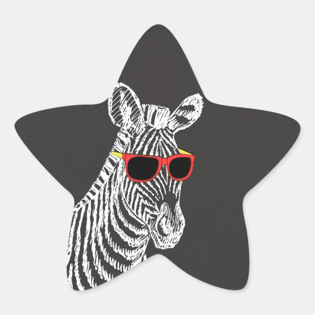 Adesivo Estrela Legal desenho branco de zebra engraçado e engraçad (Frente)