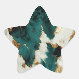 Adesivo Estrela Leopardo Dourado branco verde