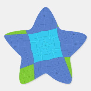 Adesivo Estrela Linda Desenho de Arte de Cian Azul Verde Incrível