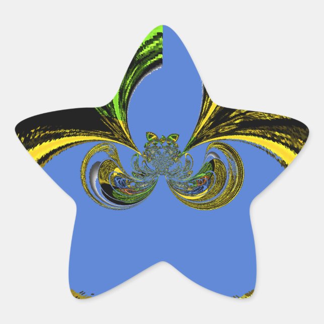 Adesivo Estrela Linda e adorável Arte Amarela e Azul na África do  (Frente)