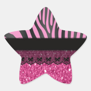 Adesivo Estrela Linda e elegante brilho de renda de zebra