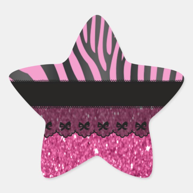 Adesivo Estrela Linda e elegante brilho de renda de zebra (Frente)