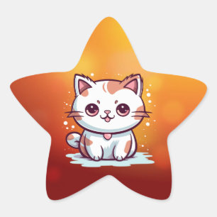 Adesivo Estrela Linda Gato Estilo Kawaii Clipart-47758