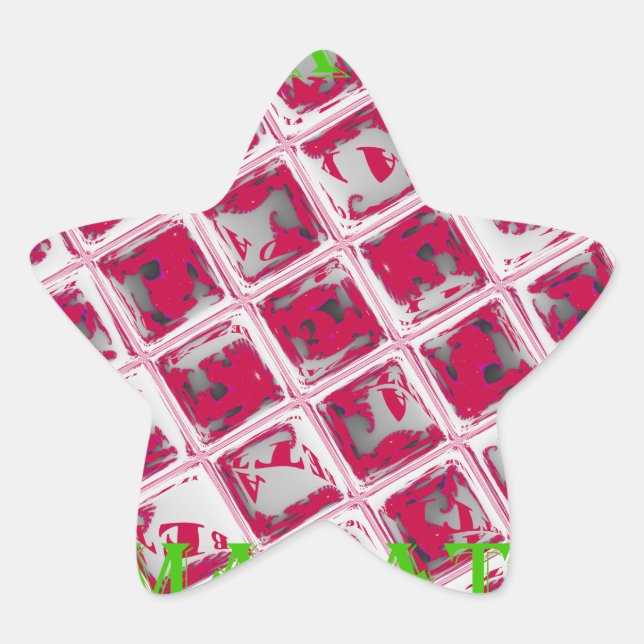 Adesivo Estrela Linda Na moda Vermelha Imagem Espelhada (Frente)