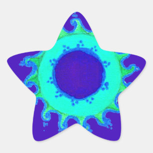Adesivo Estrela Linda pintura de óleo de arte azul iridescente