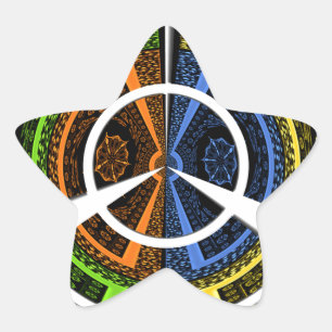 Adesivo Estrela Lindas ilustrações circulares coloridas africanas