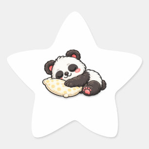 Adesivo Estrela Lindo Panda Adormecido com Travesseiro