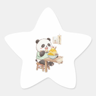 Adesivo Estrela Lindo Panda Comendo Sorvete de Manga Taiwanesa