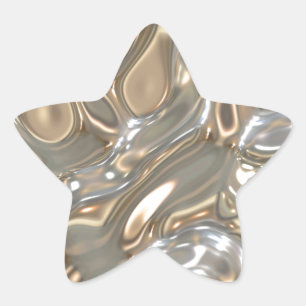 Adesivo Estrela Líquido fluido Dourado e prata