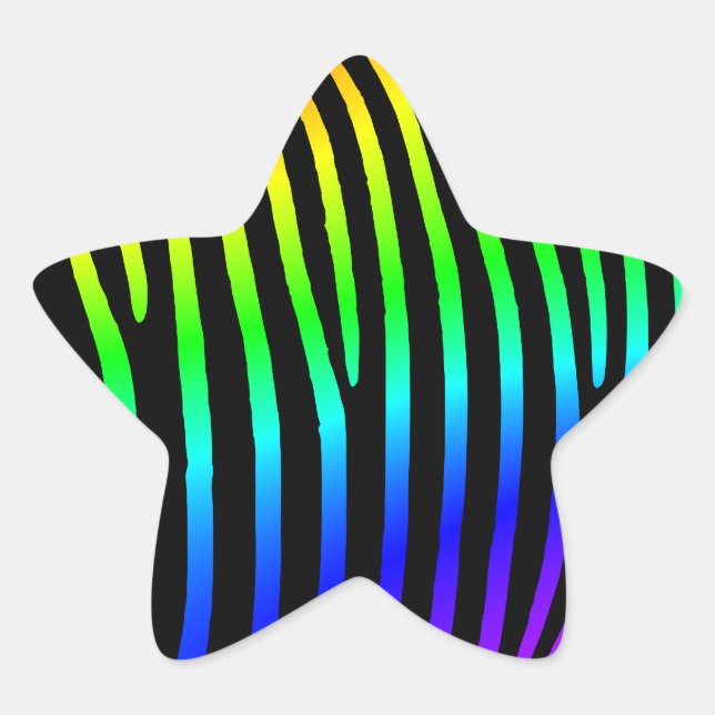 Adesivo Estrela Listras de Zebra Arco-íris (Frente)