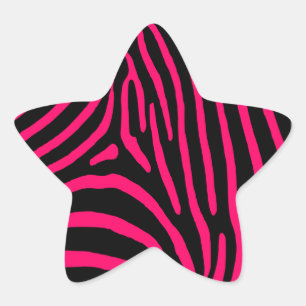 Adesivo Estrela Listras de Zebra Rosa Quente