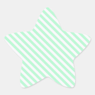 Adesivo Estrela Listras diagonais brancas e verde pálido fofas