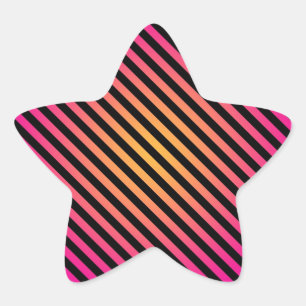 Adesivo Estrela Listras diagonais rosa amarelo preto em negrito
