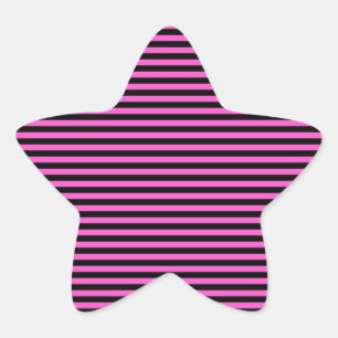 Adesivo Estrela Listras Rosa Brilhante e Preto