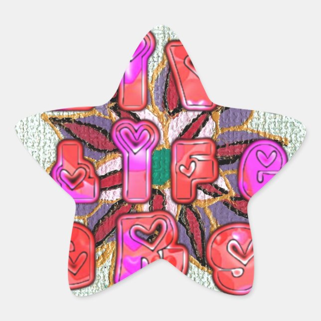 Adesivo Estrela "Live Life Large", Impressão de Arte (Frente)