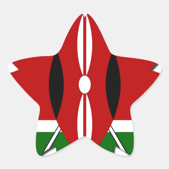Adesivo Estrela Lovely Hearts Kenya: Flag Art Motif (Frente)