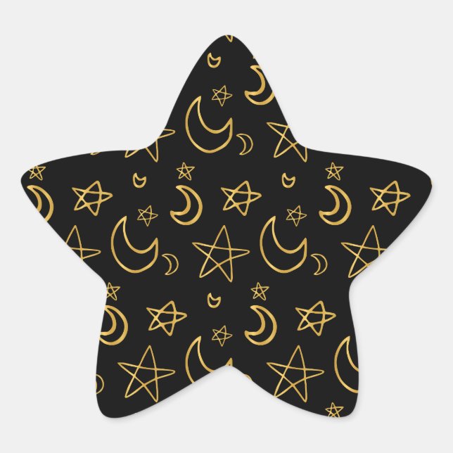 Adesivo Estrela Luas e estrelas Dourado padrão (Frente)
