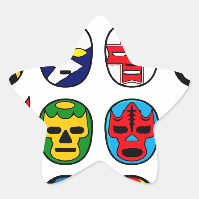 Adesivo Estrela Lucha Libre Luchador Luta Máscaras mexicanas (Frente)