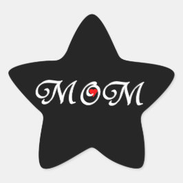 Adesivo Estrela Mãe com coração vermelho