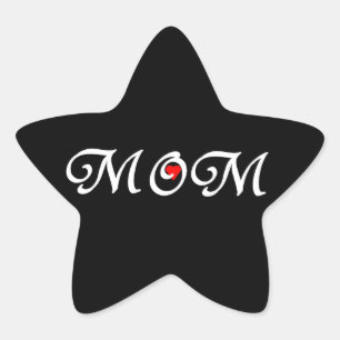 Adesivo Estrela Mãe com coração vermelho
