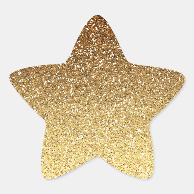 Adesivo Estrela Mânre de Glitter de Faux Dourado (Frente)